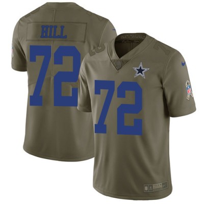 Nike Dallas Cowboys #72 Trysten Hill Olive Men's Stitched NFL Limited 2017 Salute To Service Jersey